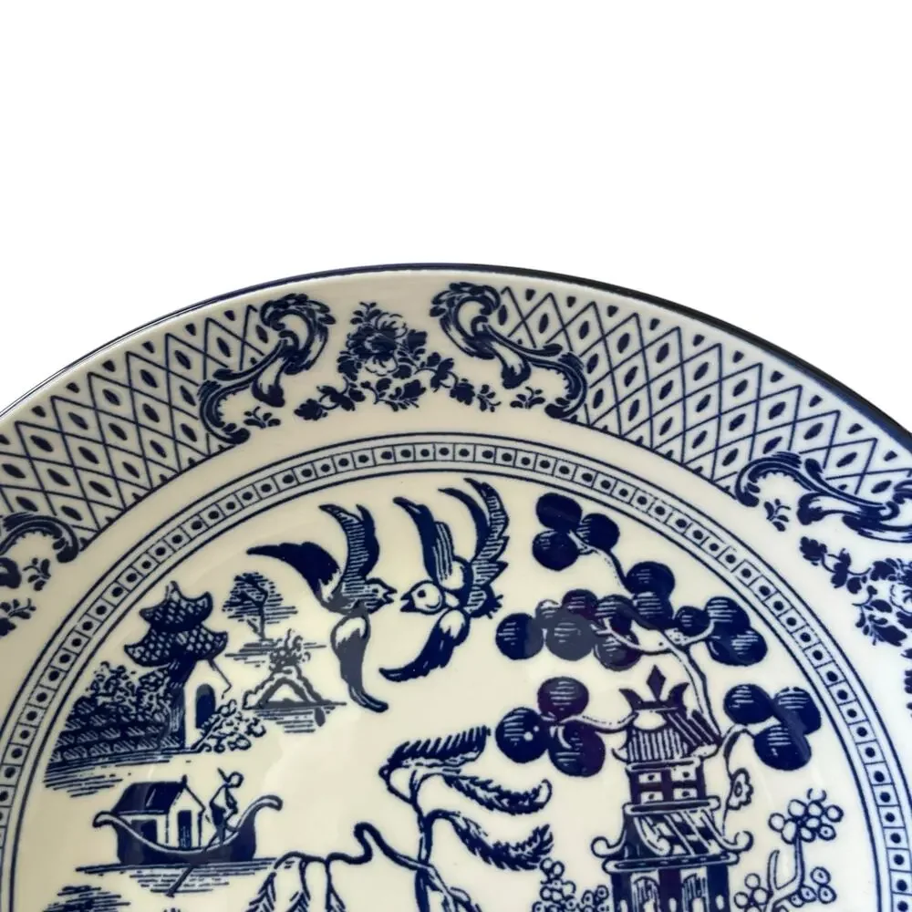 Eaton Fine Dining English Willow 9in Pasta Bowls Blue & White Set of 4 NEW